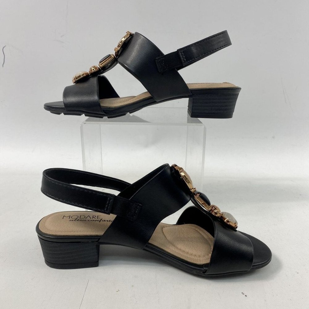 Donna Velenta By Modare Ultraconforto Slingback Sandal Womens US 4 Black Leather
